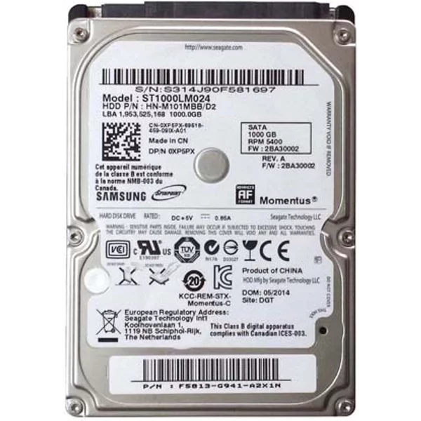 Dell 0XP5PX | 1TB 5400RPM Sata 3Gb/S 8MB Cache 2.5-Inch Hard Drive For Latitude Notebook-image