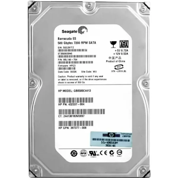 HP 397377-008 | 500GB 7200RPM Sata 1.5Gb/S 16MB Cache LFF Hot-Swappable 3.5-Inch Hard Drive-image