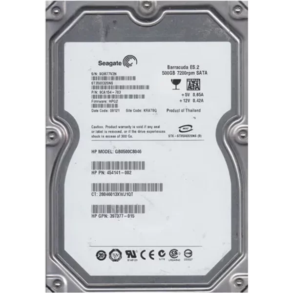 HP 397377-015 | 500GB 7200RPM Sata 1.5Gb/S 16MB Cache LFF Hot-Pluggable 3.5-Inch Hard Drive-image
