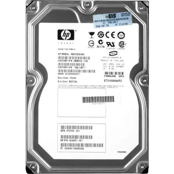 HP 404403-001 | 500GB 7200RPM Fibre Channel 2Gb/S 8MB Cache Hot-Pluggable Dual Port 3.5-Inch Hard Drive-image