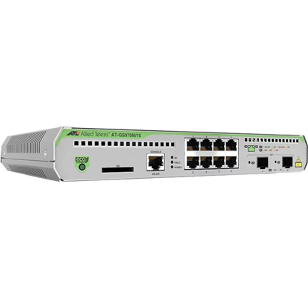 Allied Telesis AT-GS970M/10-40 | Centrecom GS970M Series 8 X Ports 1000Base-T + 2 X Ports Sfp Rack-Mountable Layer 3 Managed Gigabit Ethernet Network Switch-image