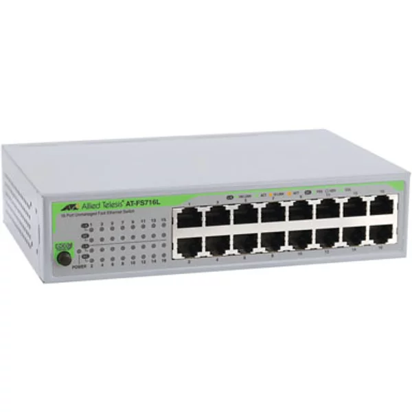 Allied Telesis AT-FS716L-40 | FS700 Series 16 X Ports 10/100Base-Tx Rack-Mountable Layer 2 Unmanaged Fast Ethernet Network Switch-image