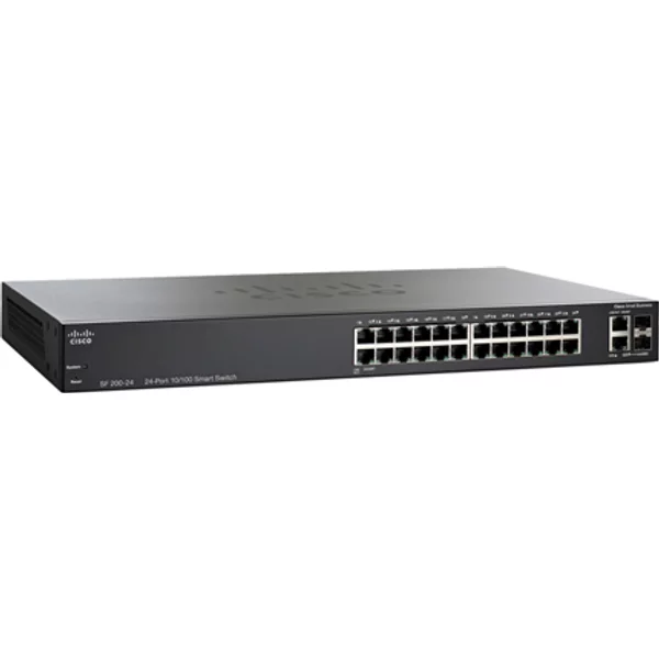 Cisco SLM224GT-NA | Small Business 200 Series SF200-24 24 X Ports 10/100Base-T + 2 X Ports Combo Sfp (Mini-Gbic) Rack-Mountable Layer 2 Managed Fast Ethernet Network Switch-image