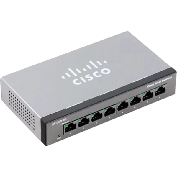 Cisco SD208T-NA | Small Business 100 Series SF100D-08 8 X Ports 10/100Base-T Unmanaged Fast Ethernet Network Switch-image