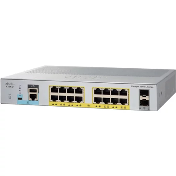 Cisco WS-C2960L-SM-16TS | Catalyst 2960-L Series 16 X Ports 10/100/1000Base-T + 2 X Sfp Ports Layer 2 Managed 1U Rack-Mountable Gigabit Ethernet Network Switch-image