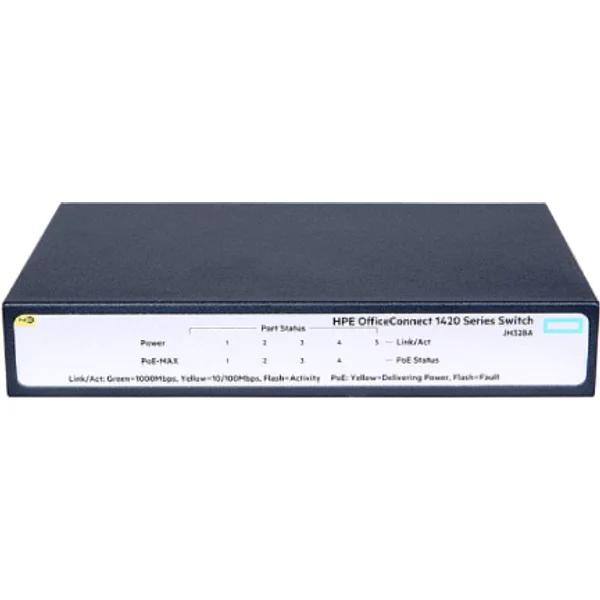 Hp JH328A | Officeconnect 1420 Series 1420-5G-Poe+ (32W) 5 X 10/100/1000Base-T RJ-45 Poe+ Ports Layer 2 Unmanaged Gigabit Ethernet Network Switch-image