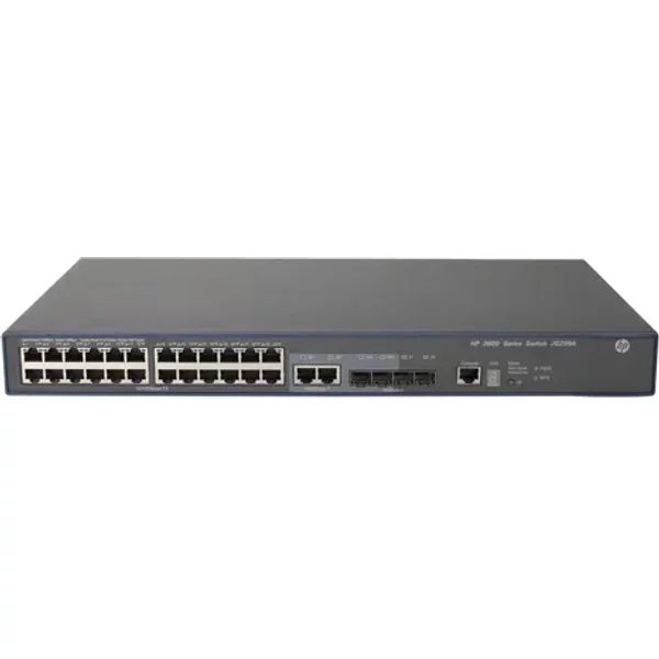 Hp JG299-61101 | Flexnetwork 3600 Ei Series 3600 24 V2 24 X 10/100Base-Tx RJ-45 And 4 X 1Gbe Sfp + 2 X Shared Ge RJ-45 Ports Layer 3 Managed Fast Ethernet Network Switch-image