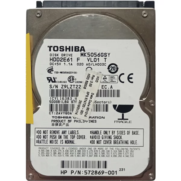 HP 572869-001 | 500GB 7200RPM Sata 3Gb/S 16MB Cache 2.5-Inch Hard Drive-image
