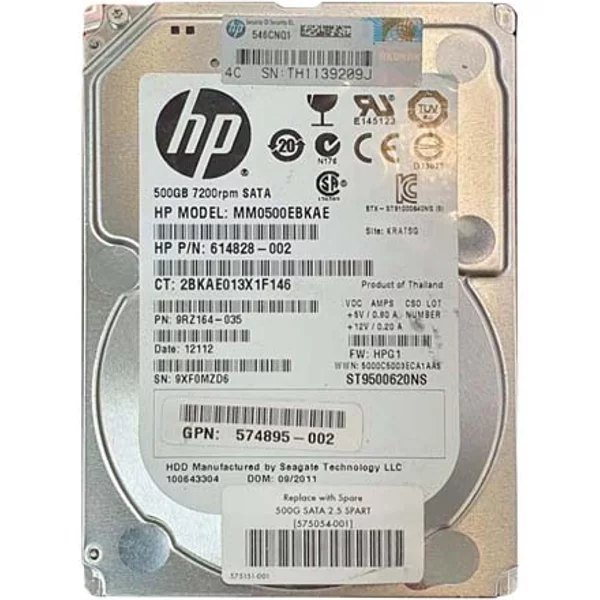 HP 574895-002 | 500GB 7200RPM Sata 3Gb/S NCQ 16MB Cache Hot-Swappable 2.5-Inch Midline Hard Drive-image