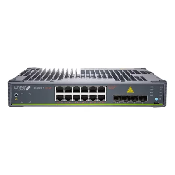 Juniper EX4100-F-12P | EX4100 Series 12 x Ports PoE+ 1000Base-T + 2 x Ports 10GbE Uplinks + 4 x Ports 10GbE Stacking/Uplink Ports Layer 3 Managed 1U Rack-mountable Gigabit Ethernet Network Switch