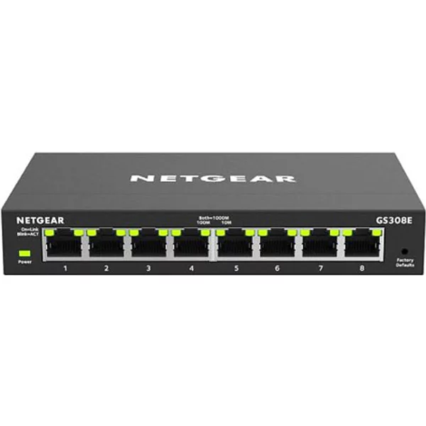 Netgear GS308E-100NAS | 300 Series GS308E 8 X Ports 10/100/1000Base-T Unmanaged Gigabit Ethernet Network Switch-image