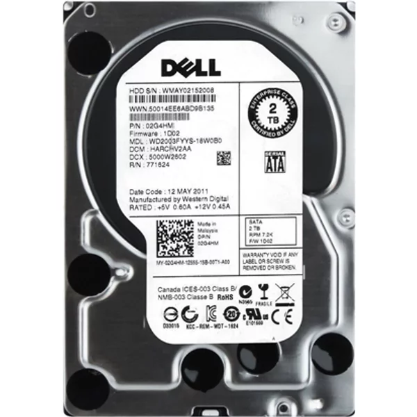 Dell 2G4HM | 2TB 7200RPM Sata 3Gb/S Hot-Pluggable (512N) 3.5-Inch Hard Drive For Poweredge Server & Powervault Storage Array-image