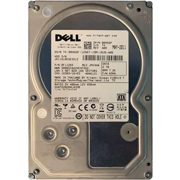 Dell 00H6GP | 2TB 7200RPM Sata 3Gb/S Hot-Pluggable 32MB Cache 3.5-Inch Hard Drive For Poweredge Server & Powervault Storage Array-image