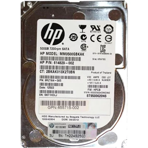HP 614829-002 | 500GB 7200RPM Sata 6Gb/S SFF Hot-Pluggable 2.5-Inch Midline Hard Drive For Gen8 To Gen9 Proliant Server-image