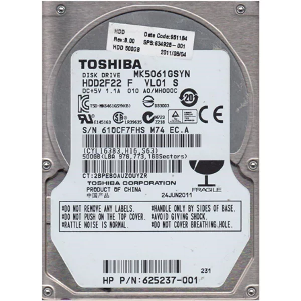 HP 634925-001 | 500GB 7200RPM Sata 3Gb/S 16MB Cache SFF 2.5-Inch Hard Drive-image
