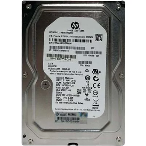 HP 658083-001 | 500GB 7200RPM Sata 6Gb/S (512N) LFF Hot-Pluggable 3.5-Inch Midline Hard Drive For Gen8 To Gen9 Proliant Server-image