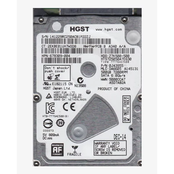 HP 678309-004 | 500GB 7200RPM Sata 6Gb/S 32MB Cache 2.5-Inch Hard Drive-image