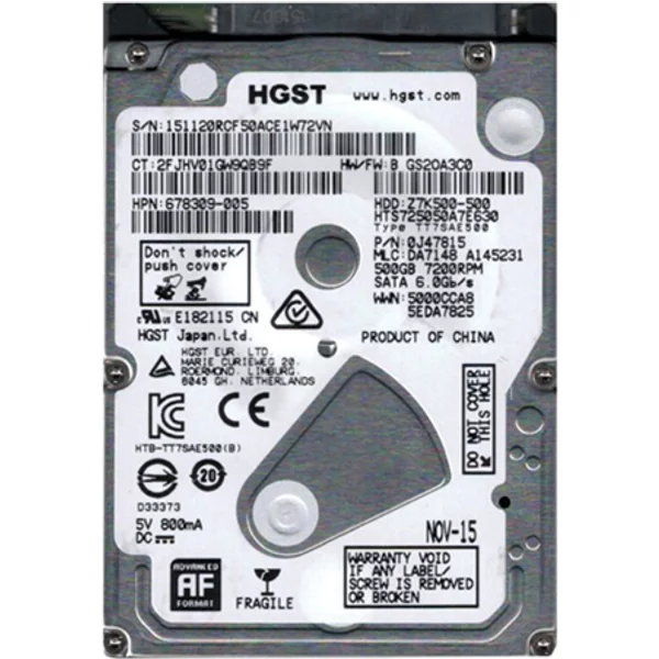 HP 678309-005 | 500GB 7200RPM Sata 6Gb/S 32MB Cache 2.5-Inch Hard Drive-image