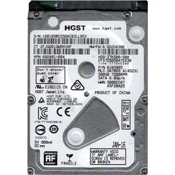 HP 692481-004 | 500GB 7200RPM Sata 6Gb/S 32MB Cache SFF 2.5-Inch Hard Drive-image