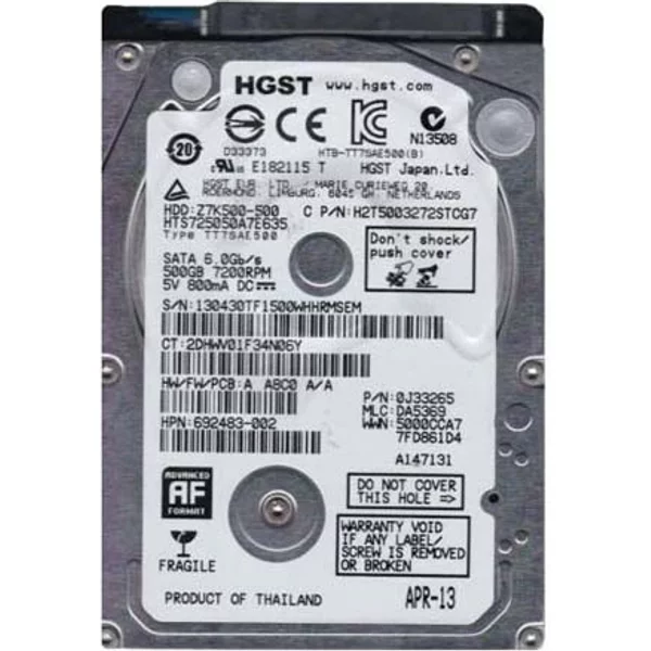 HP 692483-002 | 500GB 7200RPM Sata 6Gb/S 32MB Cache 2.5-Inch Hard Drive-image