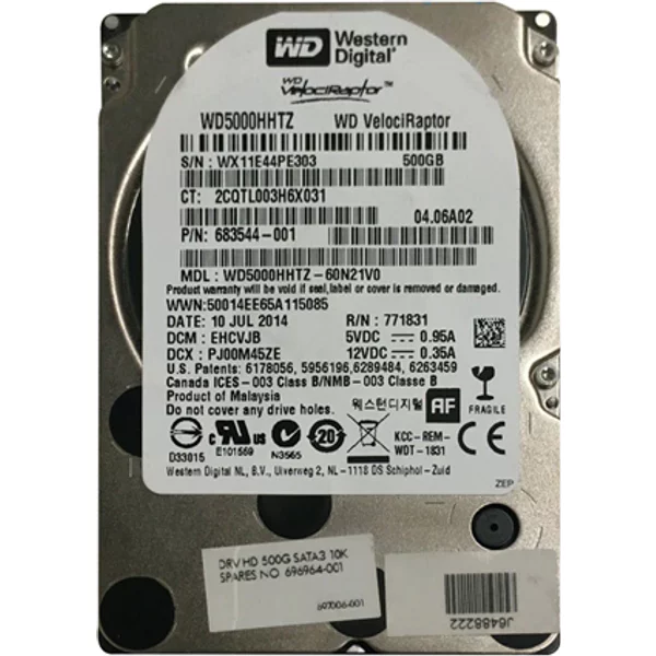 HP 696964-001 | 500GB 10000RPM Sata 6Gb/S NHS 64MB Cache SFF 3.5-Inch Hard Drive-image