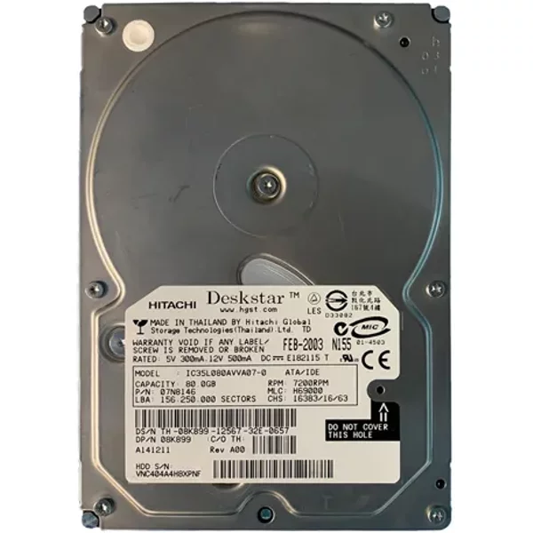 Dell 8K899 | 80GB 7200RPM ATA-100 2MB Cache 3.5-Inch Hard Drive-image