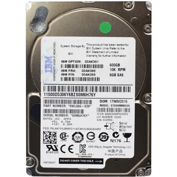 IBM 00AK389 | 600GB 10000RPM SAS 6Gb/S SFF Hot-Swappable 2.5-Inch Hard Drive-image