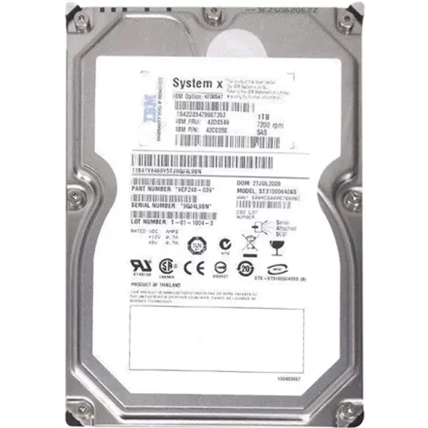 IBM 42C0280 | 1TB 7200RPM SAS 6Gb/S 16MB Cache Hot-Swappable 3.5-Inch Hard Drive-image