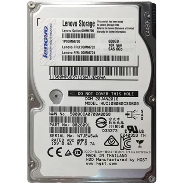 Lenovo 00MM700 | 600GB 10000RPM SAS 6Gb/S Hot-Swappable 2.5-Inch Hard Drive-image