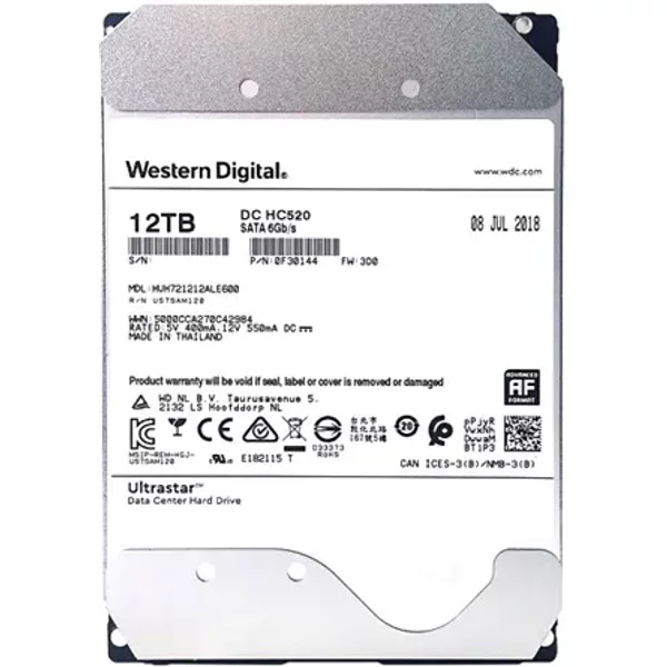 Hgst HUH721212ALE600 | Ultrastar DC HC520 Series 12TB 7200RPM Sata 6Gb/S 256MB Cache (Ise) 3.5-Inch Hard Drive-image