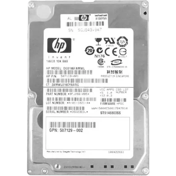 HP DG0146FAMWL | 146GB 10000RPM SAS 6Gb/S SFF Hot-Pluggable Dual Port 2.5-Inch Hard Drive For Gen1 To Gen7 Proliant Server-image