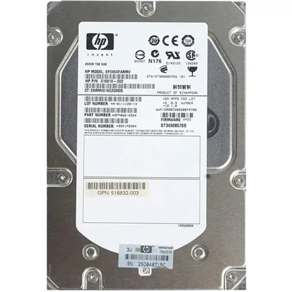 HP 516810-002 | 450GB 15000RPM SAS 6Gb/S Dual Port Hot Swappable 3.5-Inch Hard Drive-image