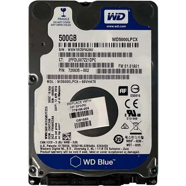 HP 778186-005 | 500GB 5400RPM Sata 6Gb/S 8MB Cache 2.5-Inch Hard Drive-image