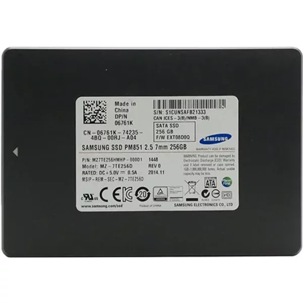 Samsung MZ7TE256HMHP-000D1 | PM851 Series 256GB Triple-Level-Cell Sata 6Gb/S 7Mm 2.5-Inch Solid State Drive-image
