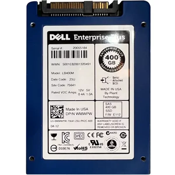 Dell Wmwpw | 400GB Single-Level Cell Sas 3Gb/S Hot-Pluggable 2.5-Inch Solid State Drive For Poweredge Servers-image