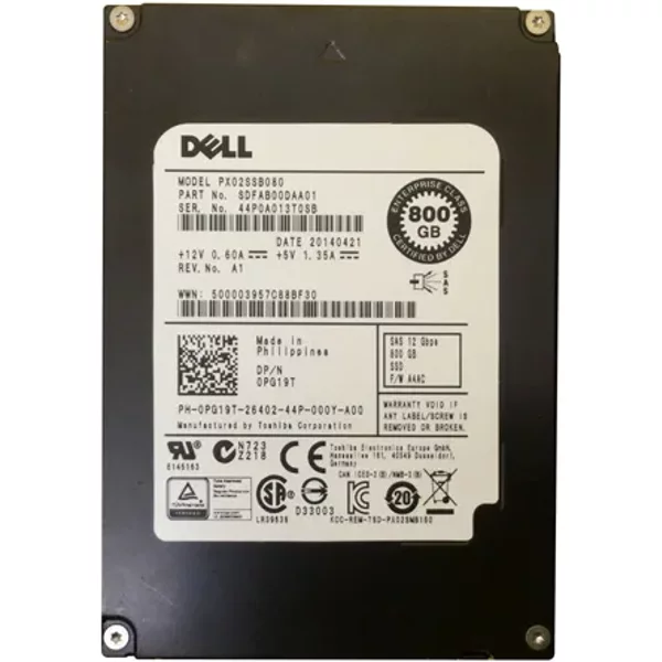 Dell 0PG19T | 800GB Multi-Level Cell Sas 12Gb/S Hot-Pluggable 2.5-Inch Solid State Drive For Poweredge Servers-image