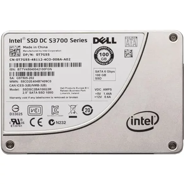 Dell 0T7G55 | 100GB Multi-Level Cell Sata 6Gb/S Hot-Pluggable 2.5-Inch Solid State Drive For Poweredge Servers-image