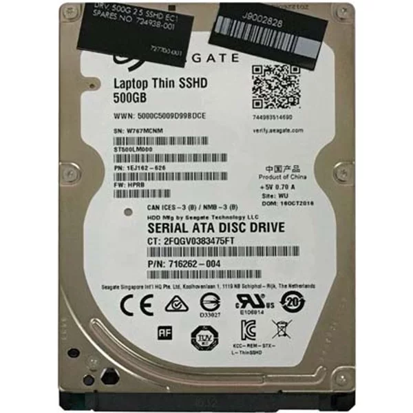HP 724938-001 | 500GB 5400RPM Multi-Level Cell Sata 6Gb/S 8GB Nand 2.5-Inch Hybrid Hard Drive-image