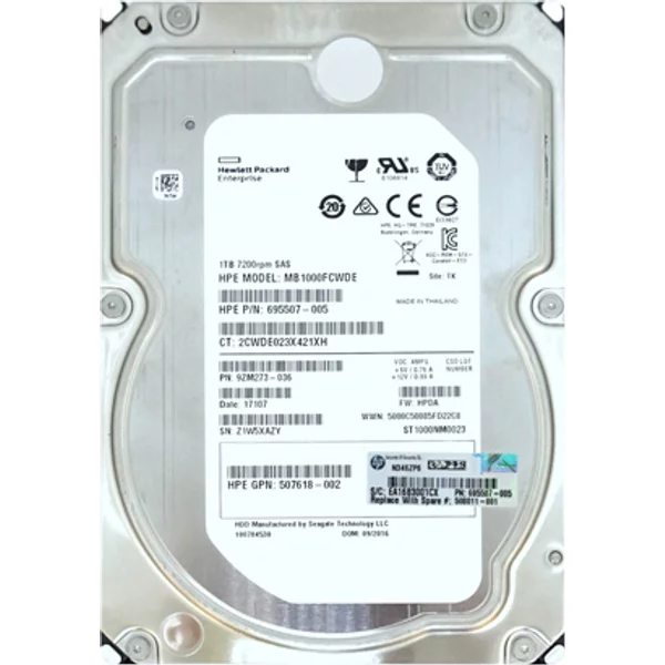 HP 695507-005 | 1TB 7200RPM SAS 6Gb/S LFF Hot-Pluggable Dual Port 3.5-Inch Midline Hard Drive For Gen1/7 Proliant Server & Storage Array-image