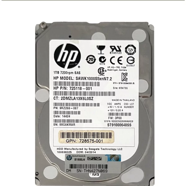 HP 728575-001 | 1TB 7200RPM SAS 6Gb/S SFF 2.5-Inch Nearline Hard Drive For 3Par Storeserv M6710-image