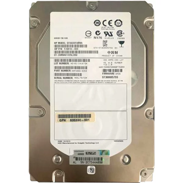 HP 635330-001 | 600GB 15000RPM SAS 6Gb/S 16MB Cache Hot-Pluggable Dual Port 3.5-Inch Hard Drive For EVA M6612-image
