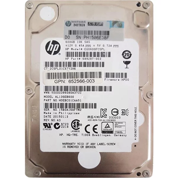 HP 652566-003 | 600GB 10000RPM SAS 6Gb/S Hot-Pluggable Dual Port SFF 2.5-Inch Hard Drive-image