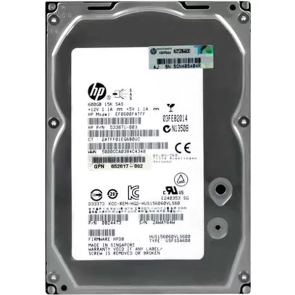 HP EF0600FATFF | 600GB 15000RPM SAS 6Gb/S LFF Hot-Pluggable Dual Port 3.5-Inch Hard Drive For Gen1/7 Proliant Server/Storage Array-image