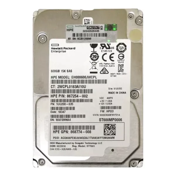 HP EH000600JWCPL | 600GB 15000RPM SAS 12Gb/S Hot-Pluggable SFF 2.5-Inch Hard Drive For Proliant Gen10/Gen10+/Gen11 Servers-image