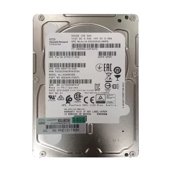 HP EH000600JWHPN | 600GB 15000RPM SAS 12Gb/S Hot-Pluggable Dual Port SFF 2.5-Inch Enterprise Hard Drive For Gen1/7 Proliant Server/Storage System-image