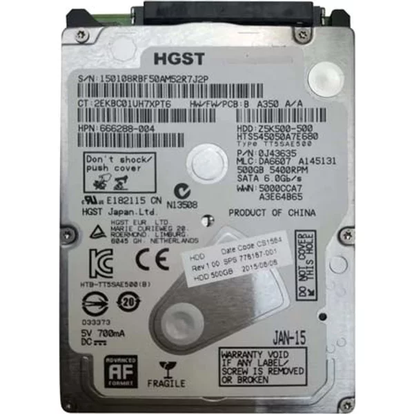 HP 666288-004 | 500GB 5400RPM Sata 6Gb/S 8MB Cache 2.5-Inch Hard Drive-image