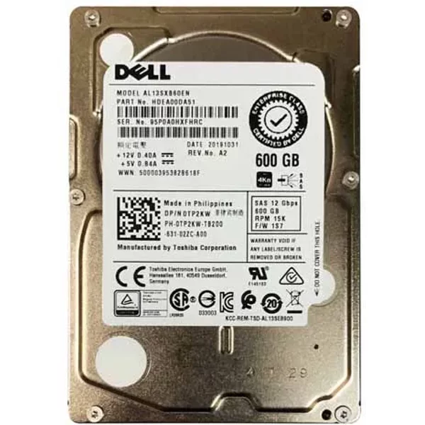 Dell 0TP2KW | 600GB 15000RPM SAS 12Gb/S 2.5-Inch Hard Drive-image