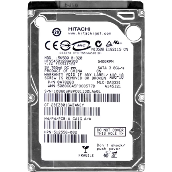 HP 512556-002 | 320GB 5400RPM Sata 3Gb/S 8MB Cache 2.5-Inch Hard Drive-image