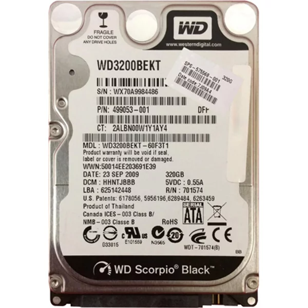 HP 575568-001 | 320GB 7200RPM Sata 3Gb/S 16MB Cache 2.5-Inch Hard Drive-image