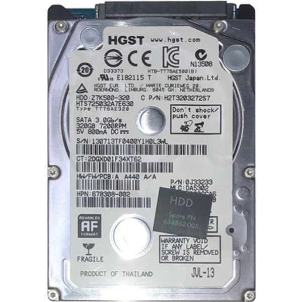 HP 634862-005 | 320GB 7200RPM Sata 3Gb/S 16MB Cache 2.5-Inch Hard Drive-image